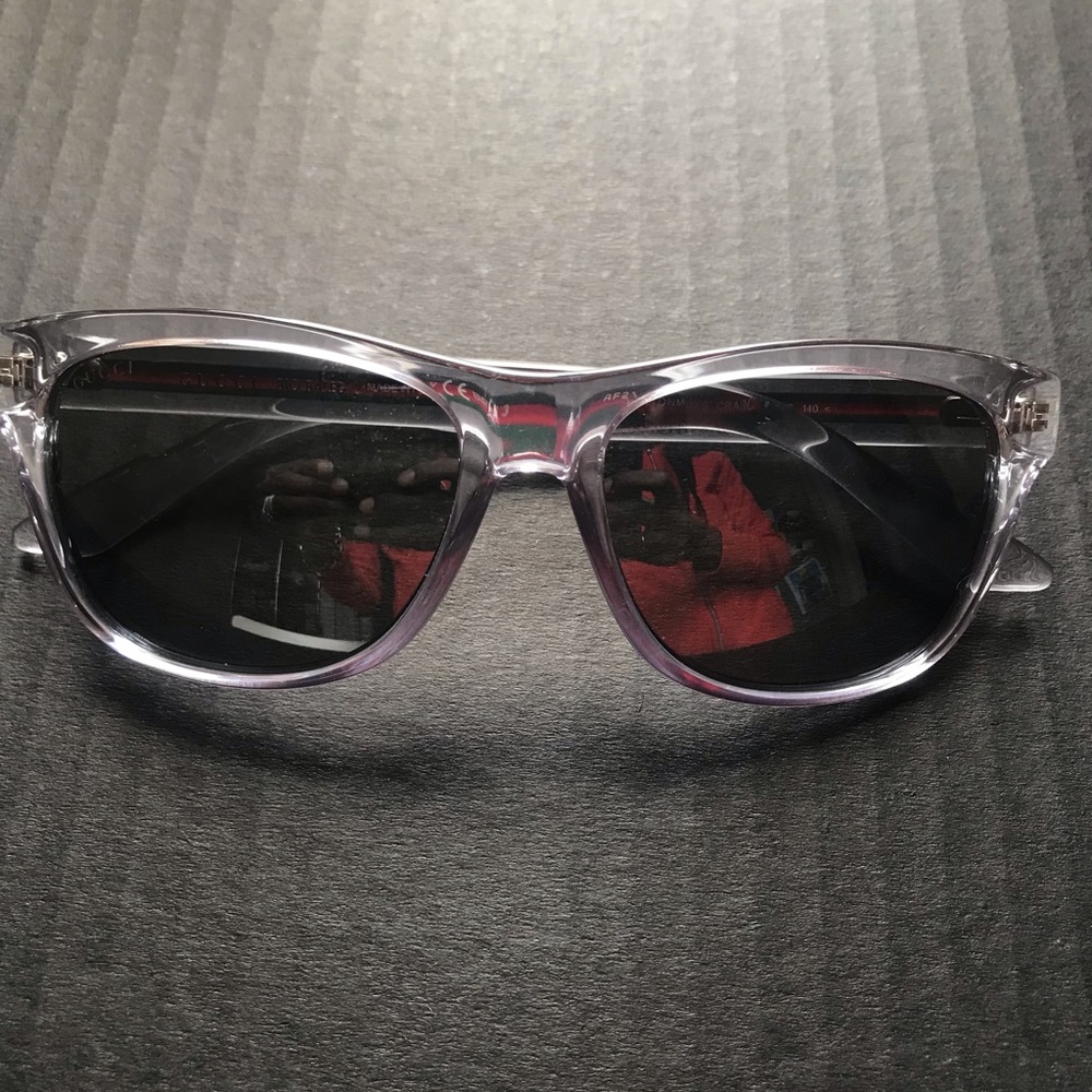 Gently worn Gucci clear frame sunglasses